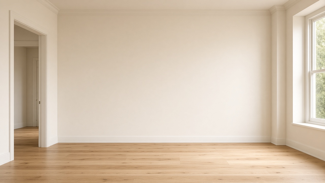 Concept visualization of an empty living room used for layout lines