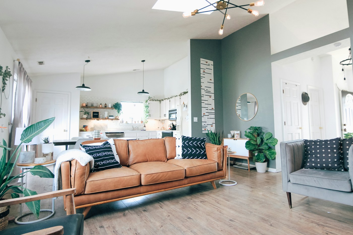 Living room layout for a custom TV wall